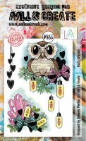 #865 OWL'S CRYSTALS clear stamp set - Stämpelset med uggla och kristaller från Dominic Phillips AALL & Create A6