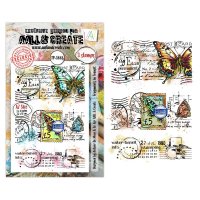 FRAGMENTS IN TRANSIT butterfly postage clear stamp set - Stämpelset med fjärils- och frankeringstema från AALL & Create A7