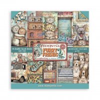 Furry Friends 2 8x8 Inch Paper Pack - Mönsterpapper med djurtema från Antonis Tzanidakis Stamperia