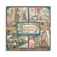 GARDENS OF TIME maxi paper pad - Mönsterpapper från Stamperia 30x30 cm