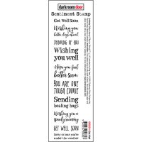 Get well sentiment rubber stamp set - Stämpelset med krya på dig-texter från Darkroom Door 17,8x3,6 cm