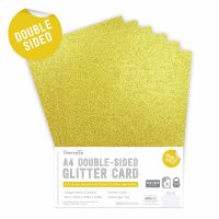 Gold double sided glitter paper pack - Dubbelsidiga guldfärgade glitterpapper från Dovecraft A4
