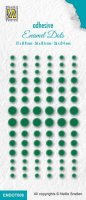 Green enamel dots - Platta gröna dekorationer från Nellie Snellen 4-8 mm Ø