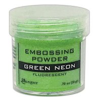 Green neon fluorescent embossing powder - Grönt självlysande embossingpulver från Ranger 20 g