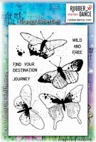 Grungy butterflies stamp set - Stämpelset med fjärilar och engelska texter från Rubber Dance Stamps A5