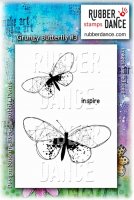 Grungy butterflies 3 stamp set - Stämpelset med fjärilar och engelska ord från Rubber Dance Stamps 8*3,5 cm