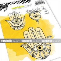 HAMSA henna hand decoration rubber stamp set - Stämpelset med dekorerade händer från Carabelle Studio A6