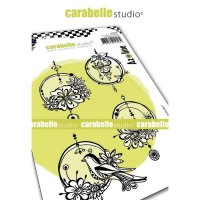 FÖRBESTÄLLNING - Hanging circles rubber stamp set - Stämpelset med fåglar från Carabelle Studio A6
