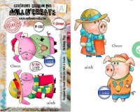 CHRISTMAS HOLIDAY PIGS clear stamp set - Stämpelset med vinterklädda grisar från AALL & Create A7