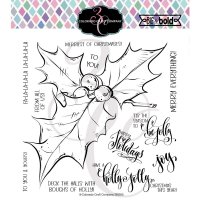 Holly and berries Christmas clear stamp set from Colorado Craft Company 15x15 cm