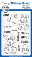 FÖRBESTÄLLNING - Hoppy Spring Easter bunny clear stamp set - Stämpelset med påsktema med kaniner och ägg från Whimsy Stamps 10*1