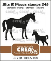 Mare and Foal horse silhouette clear stamp set 245 - Häststämplar från CreaLies