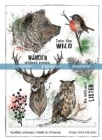Into the wild animal rubber stamp set - Stämpelset med vilda djur från KatzelKraft A5