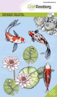 KOI FISH POND clear stamp set - Stämpelset med fiskar från Craft Emotions A6