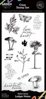 LEDGER NOTES nature clear stamp set - Stämpelset med svamp och texter från Arden creative studio 10x20 cm