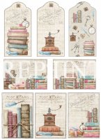 Vintage library books reading cutouts - Klippark med läsande- och boktema från Reprint A4