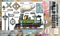 LOCO LONDON train clear stamp set - Stämpelset med tåg från AALL & Create A6