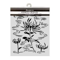 LOTUS FLOWER STENCIL ORIENTAL GARDEN - Schablon med blomma i vatten från Stamperia 20x25 cm