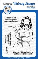 Meme FYI woman Clear Stamp set - Stämpelset med kvinna och engelska texter från Whimsy Stamps 10x7,5 cm