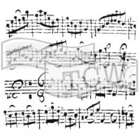 Mini Sheet Music 6x6 Inch Stencil (TCW579s) - Schablon med noter från The Crafter's Workshop 15x15 cm