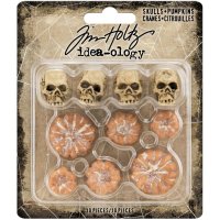 Mini skulls and pumpkins 10 pkg - Döskallar och pumpor från Tim Holtz Idea-ology