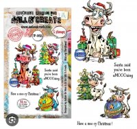 MOO-RY CHRISTMAS cow clear stamp set - Stämpelset med julkor från AALL & Create A6