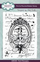 Moth Philosophy clear stamp - Stämpel med malar och text från Sam Poole Creative Expressions A6