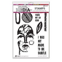 Not subtle media stamps - Stämpelset med ansikte och engelska texter från Dina Wakley Ranger