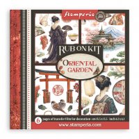 ORIENTAL GARDEN Asia RUB ON KIT - Gnuggisar med Asientema från Stamperia 15x15 cm