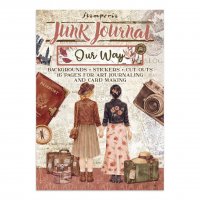 OUR WAY JUNK JOURNAL - Block med mönsterpapper och dekorationer med resetema från Stamperia A4