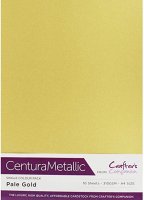 Pale Gold Centura Metallic Card Pack 10/Pkg 310 gsm - Guldfärgade själfhäftande papper från Crafter's companion A4