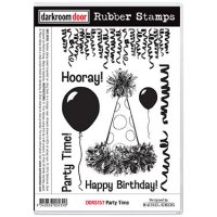 Party time rubber stamp set - Stämpelset med grattis- och kalastema från Darkroom Door 17*11 cm