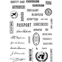 PASSPORT word clear stamp set 6x8 - Stämpelset med ord från Creative Expressions