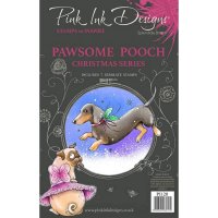Pawsome pooch dachshund dog clear stamp set - Stämpelset med hund tax från Pink ink design A5
