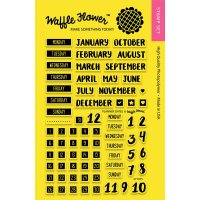 Planner dates stamp set - Stämplar med månader, dagar, siffror m m från Waffle Flower