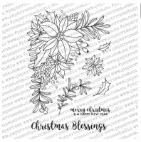 Poinsettia corner clear stamp set 4*6 - Stämpelset med julros i ett hörn från Paper Rose Studio 10*15 cm