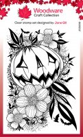 Pumpkin Flowers Clear Stamp set Halloween - Stämpelset med pumpa och blommor från Woodware A6