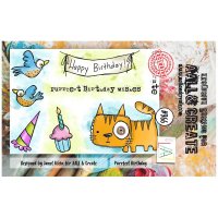 PURRFECT BIRTHDAY cat clear stamp set - Stämpelset med grattistema från Janet Klein AALL & Create A7