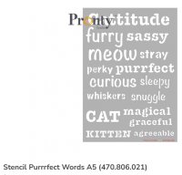 PURRFECT WORDS cat stencil - Schablon med kattord från Pronty A5