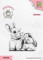 Rabbits clear stamp - Stämpel med kaniner från Nellie Snellen 6,3x6 cm
