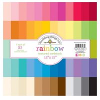 Rainbow 12x12 Inch Textured Cardstock Paper Pack 51 pcs - Enfärgade papper från Doodlebug Design 30x30 cm