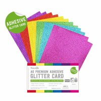 Rainbow bright adhesive glitter sheets - Självhäftande färgglada glitterark från Dovecraft A5