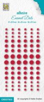 Red enamel dots - Platta röda dekorationer från Nellie Snellen 4-8 mm Ø