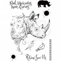 Rhino saw us clear stamp set - Stämpelset med noshörning från Pink ink design A5