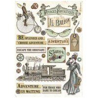 Voyages Fantastiques Collection rice pape elements - Rispapper med steampunkdetaljer från Stamperia A4