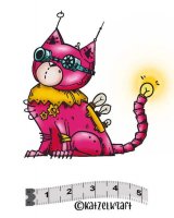 Robot cat stamp (chat) - Steampunkinspirerad kattstämpel från Katzelkraft