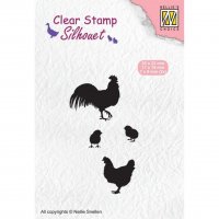 ROOSTER HEN CHICKS Easter birds Silhouette Clear Stamp set - Stämpelset med påskfåglar tupp höna kyckling från Nellie Snellen