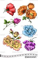 Roses rubber stamps (LES ROSES) - Stämplar med rosor från KatzelKraft A5