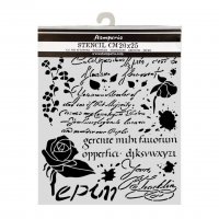 FLOWERS AND POEMS latin inspirations stencil - Schablon från Stamperia 20x25 cm