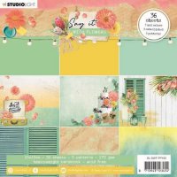 Say it with flowers pattern paper pack 162 - Mönstrade papper från Studio Light 15x15 cm
